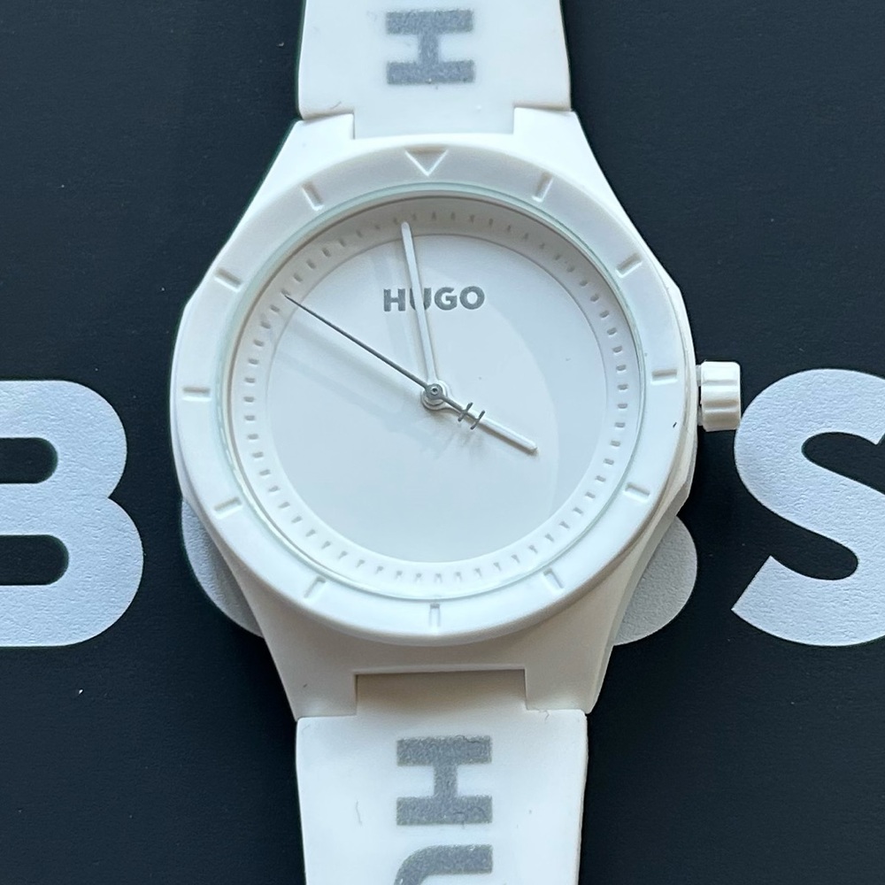 Hugo Boss Watch With 36mm White Face & White Silicone Band